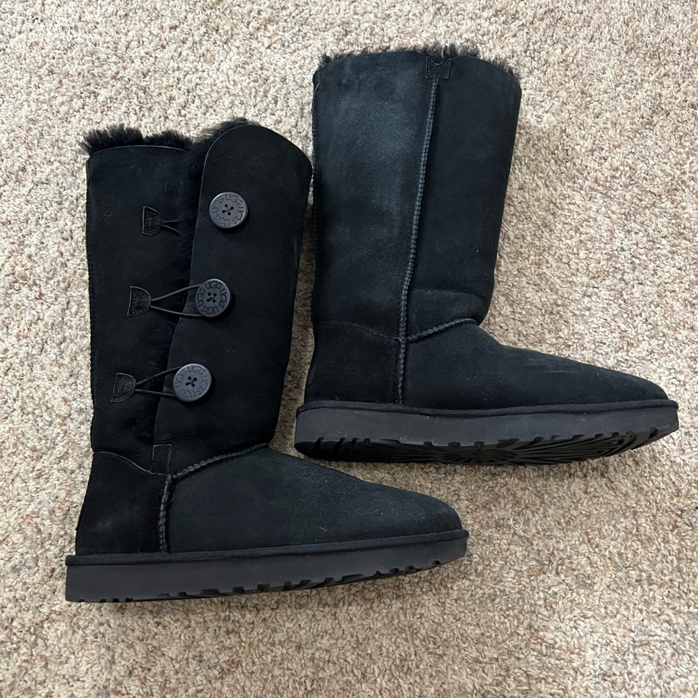 UGG Bailey Suede Button Triplet II Water-Repellent Tall Boots